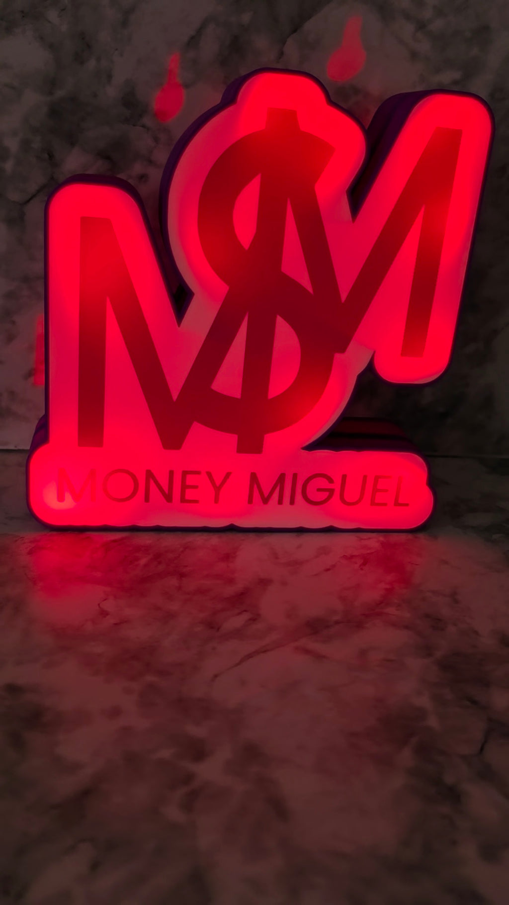 L.E.D. Text lightstand/wallart